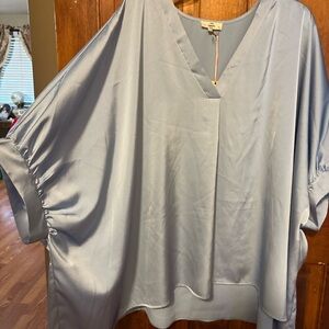 Entro Light Blue V-Neck Blouse